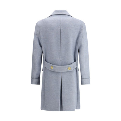 Light Blue Fleece Wool Coat