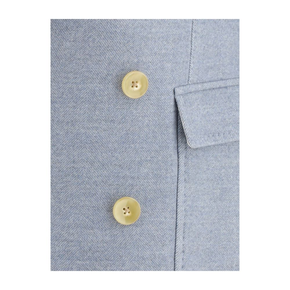 Light Blue Fleece Wool Coat