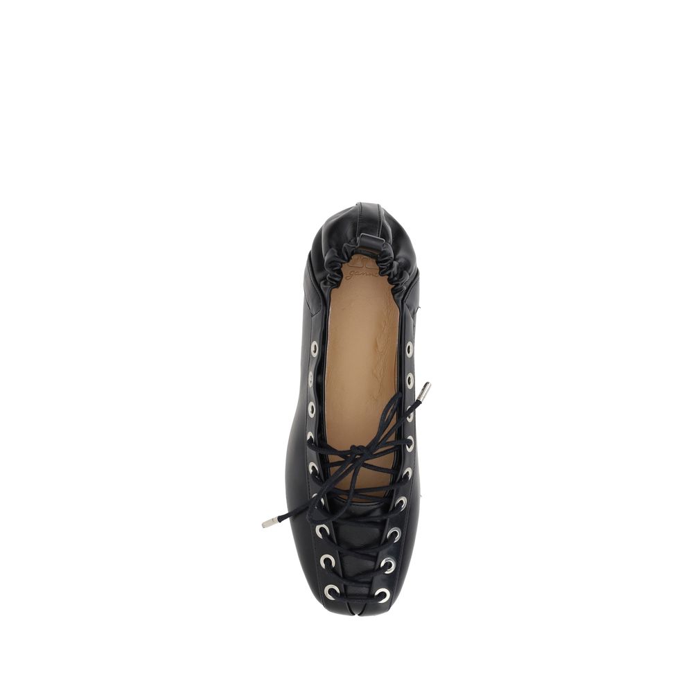Black Polyester Ballet Flats
