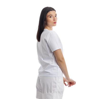 White Cotton Women T-Shirt