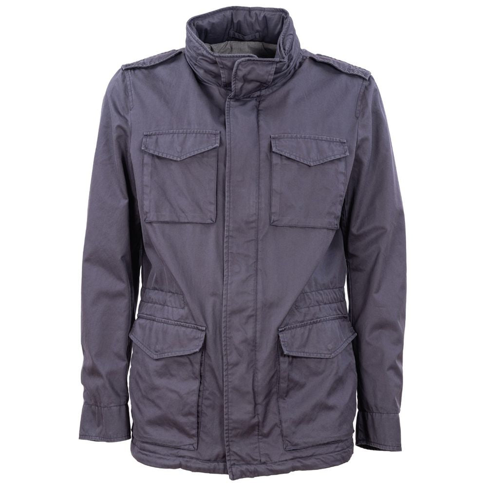 Blue Cotton Men Jacket
