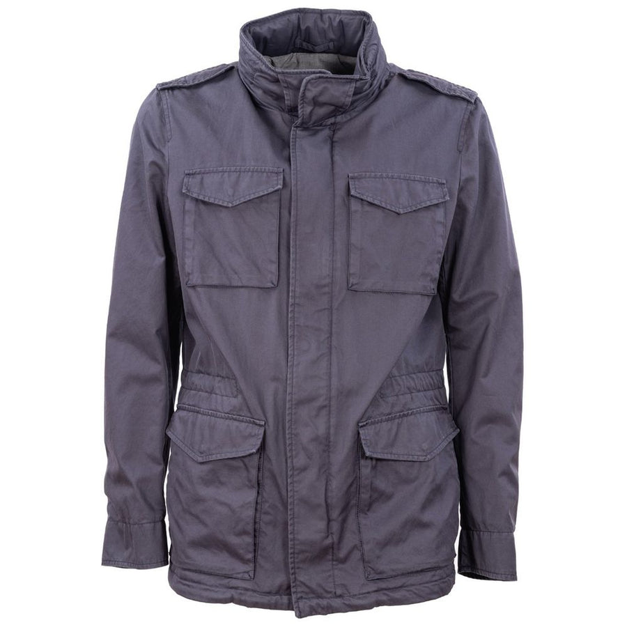 Blue Cotton Men Jacket