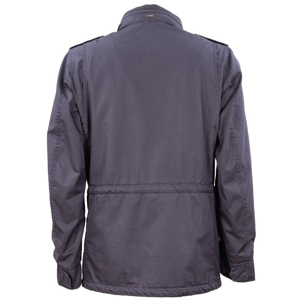 Blue Cotton Men Jacket