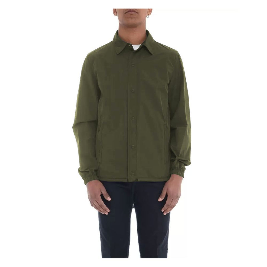 Green Cotton Men Jacket