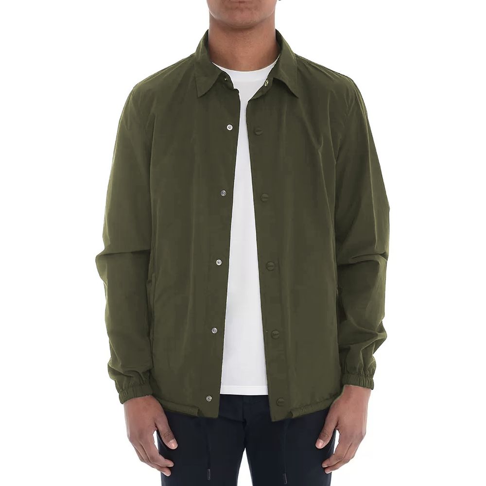 Green Cotton Men Jacket