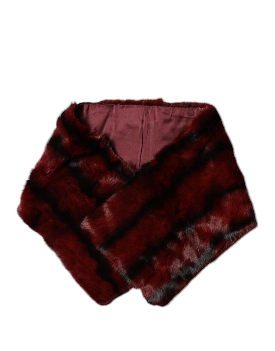 Black Red Stripe Fur Shawl Neck Wrap Scarf