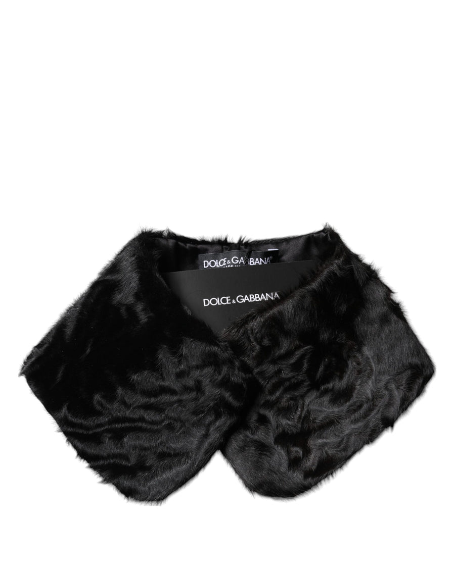 Black Lamb Fur Collar Women Neck Wrap Scarf