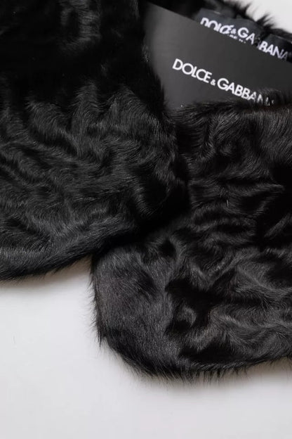 Black Lamb Fur Collar Women Neck Wrap Scarf