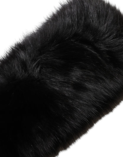 Black Fur Shoulder Collar Wrap Shawl Scarf