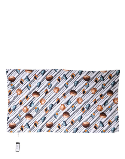 Multicolor Stripes Seashells Beach Towel