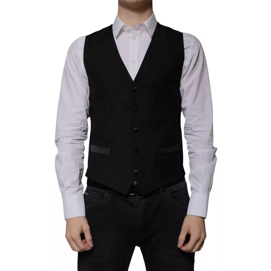 Black Wool Formal Dress Men Waistcoat Vest
