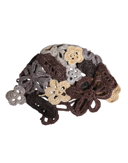 Multicolor Floral Silk Crochet Beanie Hat