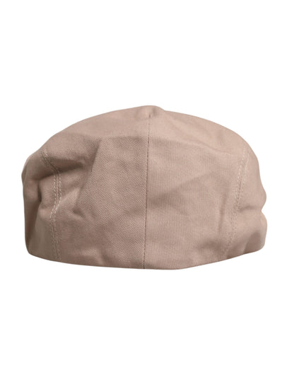 Beige Cotton Newsboy Capello Cabbie Hat