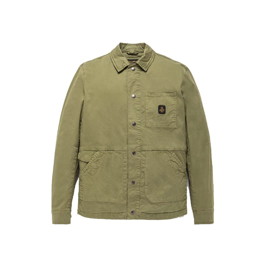 Green Cotton Men Jacket