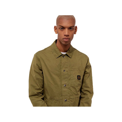 Green Cotton Men Jacket