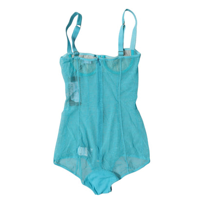 Blue Tulle Balconette Bra Bodysuit Underwear