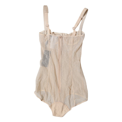 Beige Tulle Balconette Bra Bodysuit Underwear