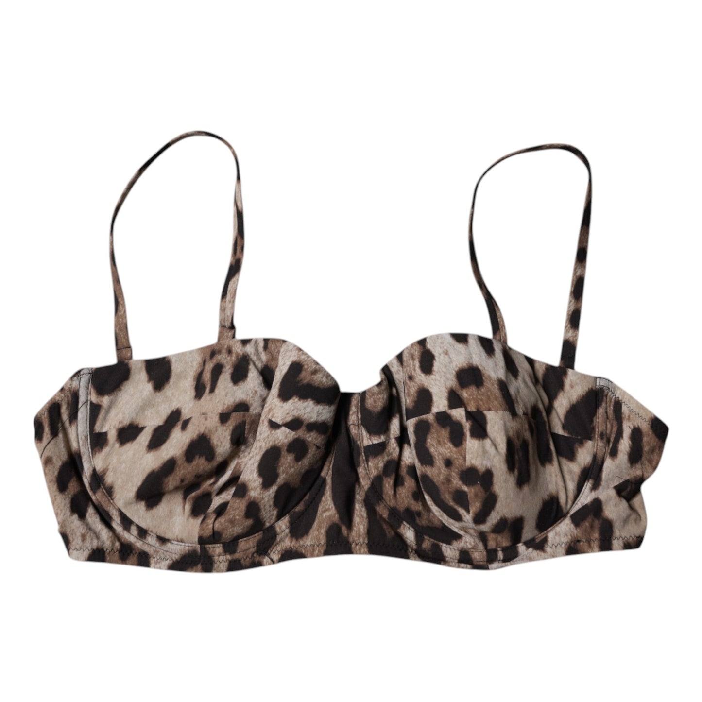 Brown Leopard Nylon Balconcino Bra Underwear