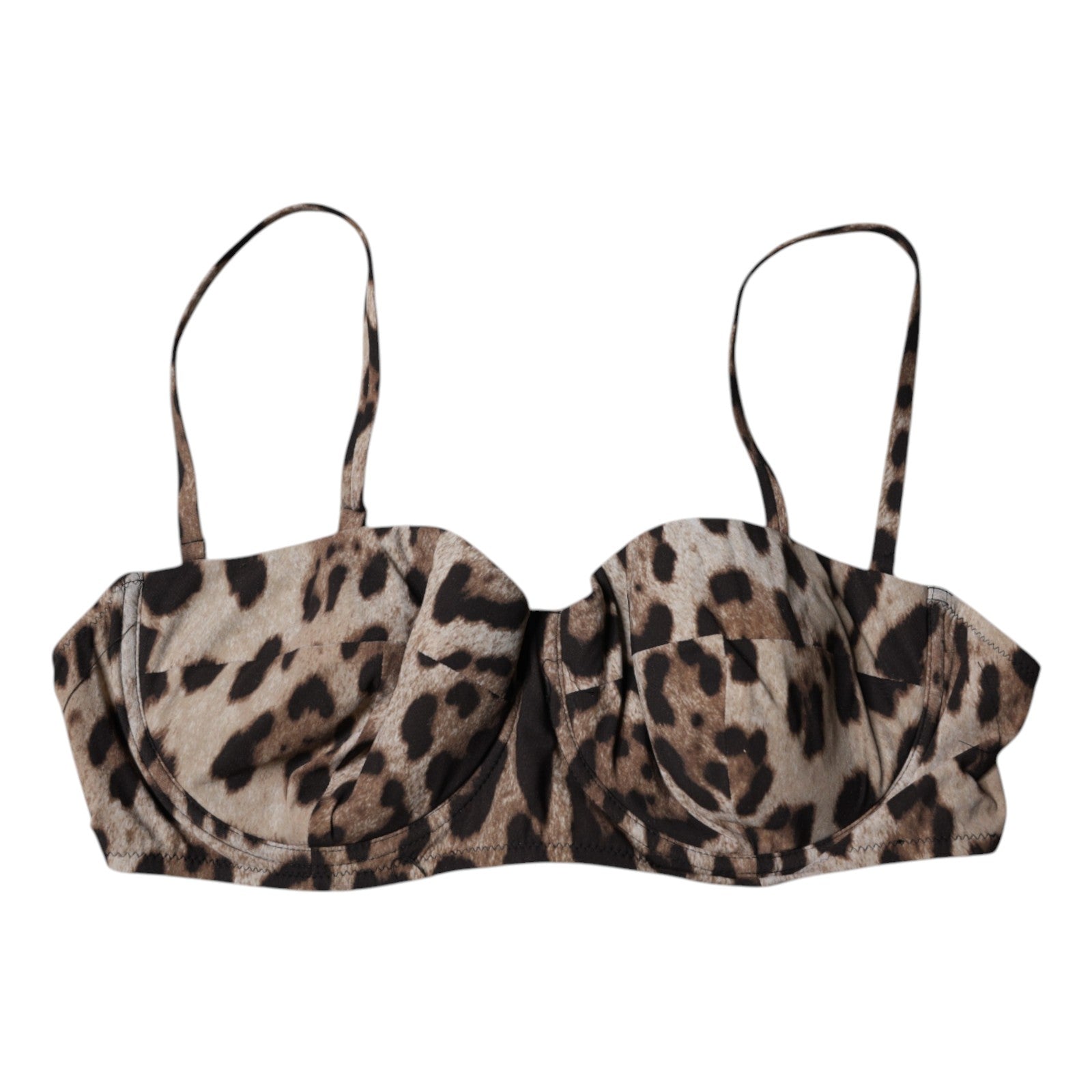 Brown Leopard Nylon Balconcino Bra Underwear