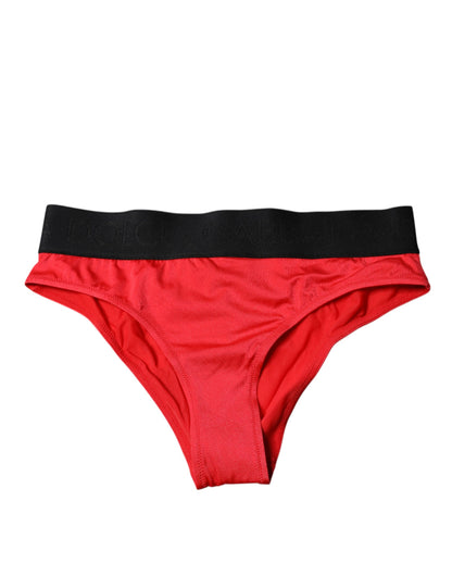 Red Nylon Stretch Mid Waist Panty Underwear