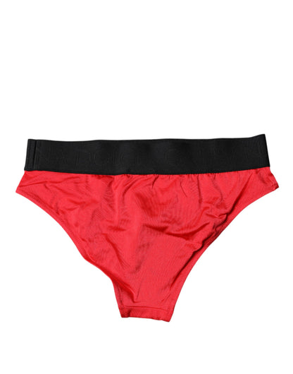Red Nylon Stretch Mid Waist Panty Underwear