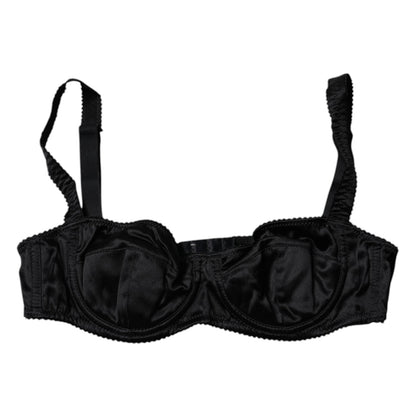 Black Silk Stretch Balconette Brassiere Underwear