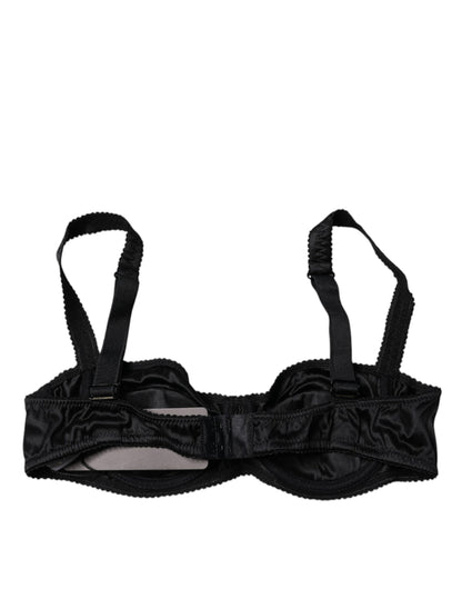 Black Silk Stretch Balconette Brassiere Underwear