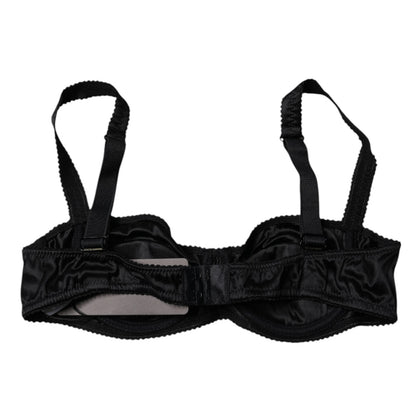 Black Silk Stretch Balconette Brassiere Underwear