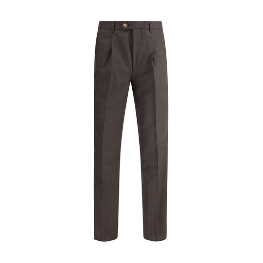 Brown Fleece Wool Casual Pants