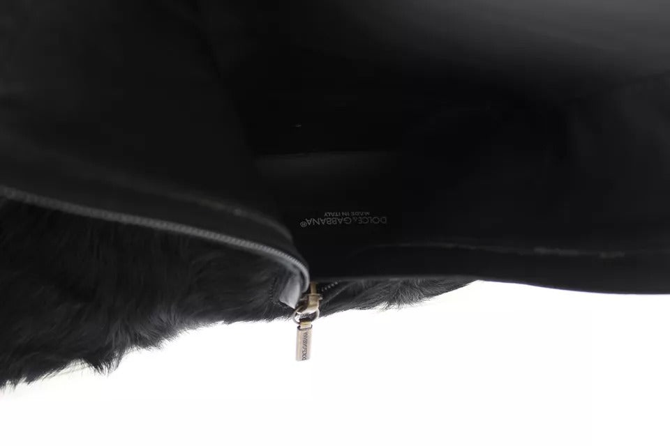 Black Xiangao Lamb Fur Leather Boots Shoes