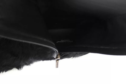 Black Xiangao Lamb Fur Leather Boots Shoes