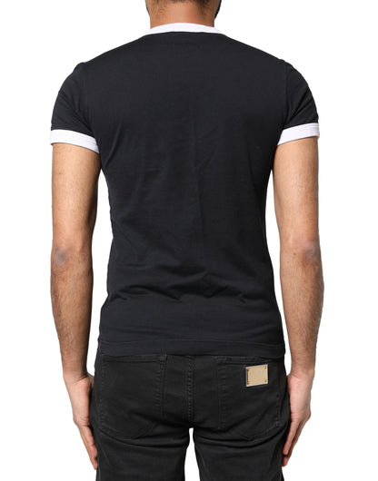 Black Sicilia Crew Neck Short Sleeve T-shirt