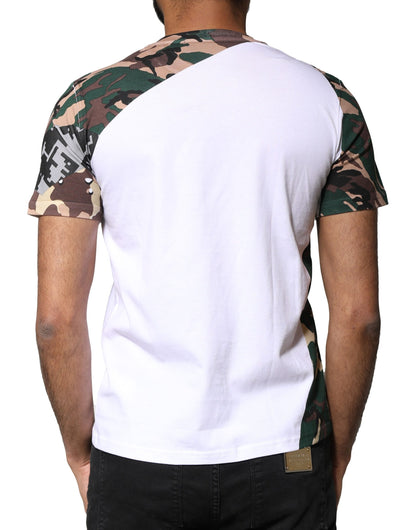 White Camouflage Stars Crew Neck T-shirt