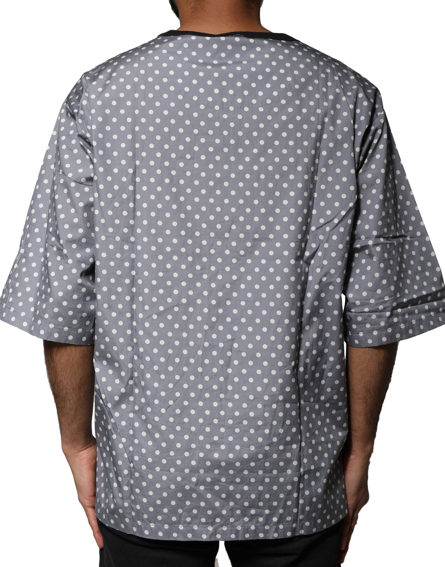 Gray Polka Dot Pin-Up Print Crew Neck T-shirt