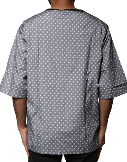 Gray Polka Dot Pin-Up Print Crew Neck T-shirt