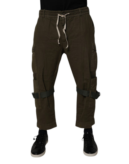 Brown Cotton Stretch Cargo Pants