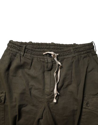 Brown Cotton Stretch Cargo Pants