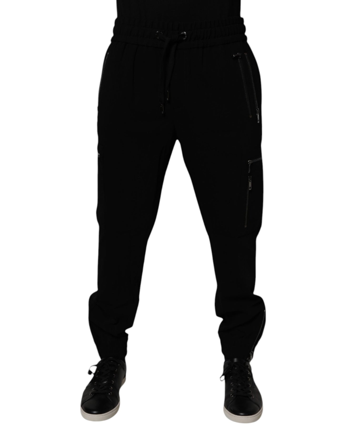 Black Wool Stretch Jogger Pants