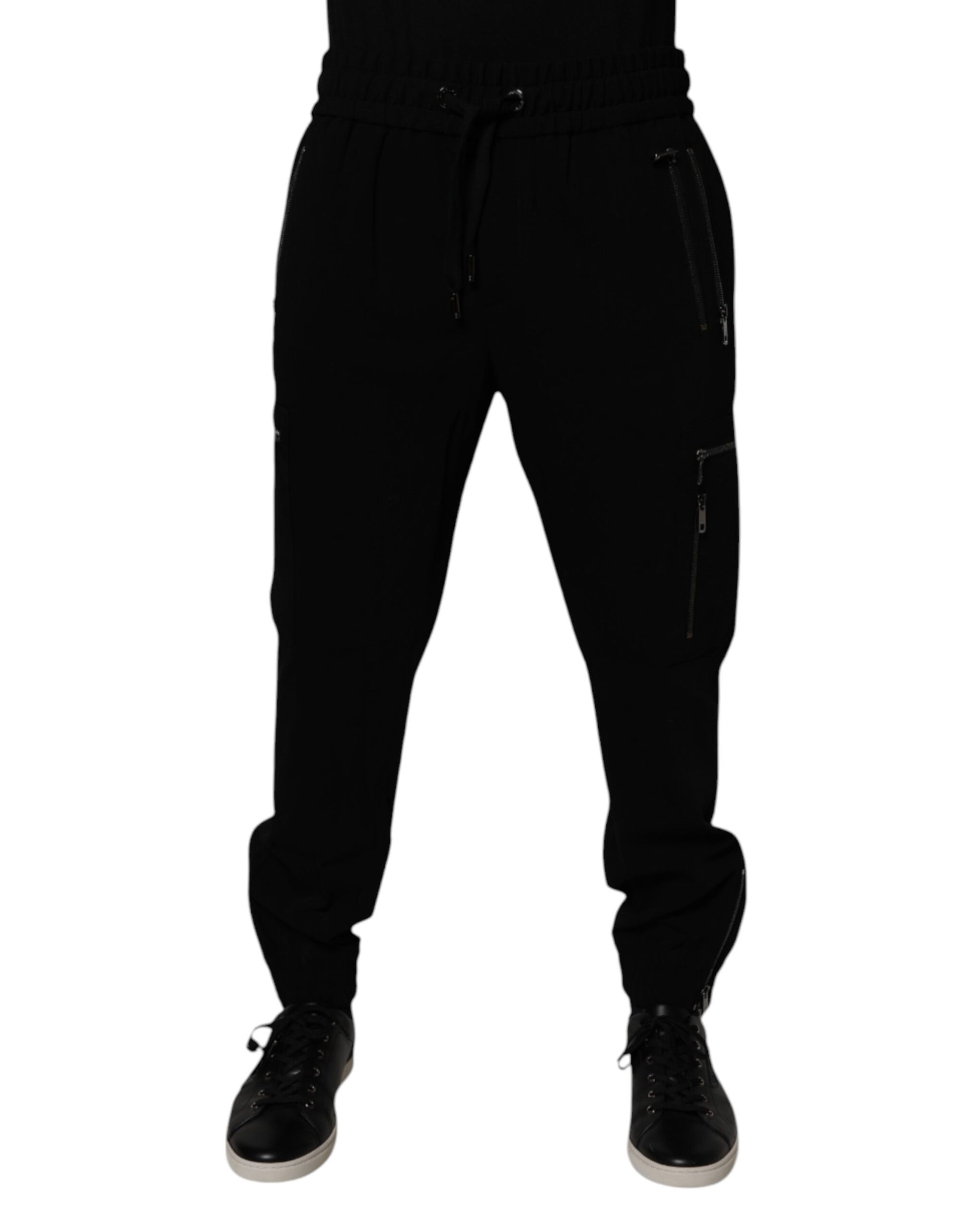 Black Wool Stretch Jogger Pants