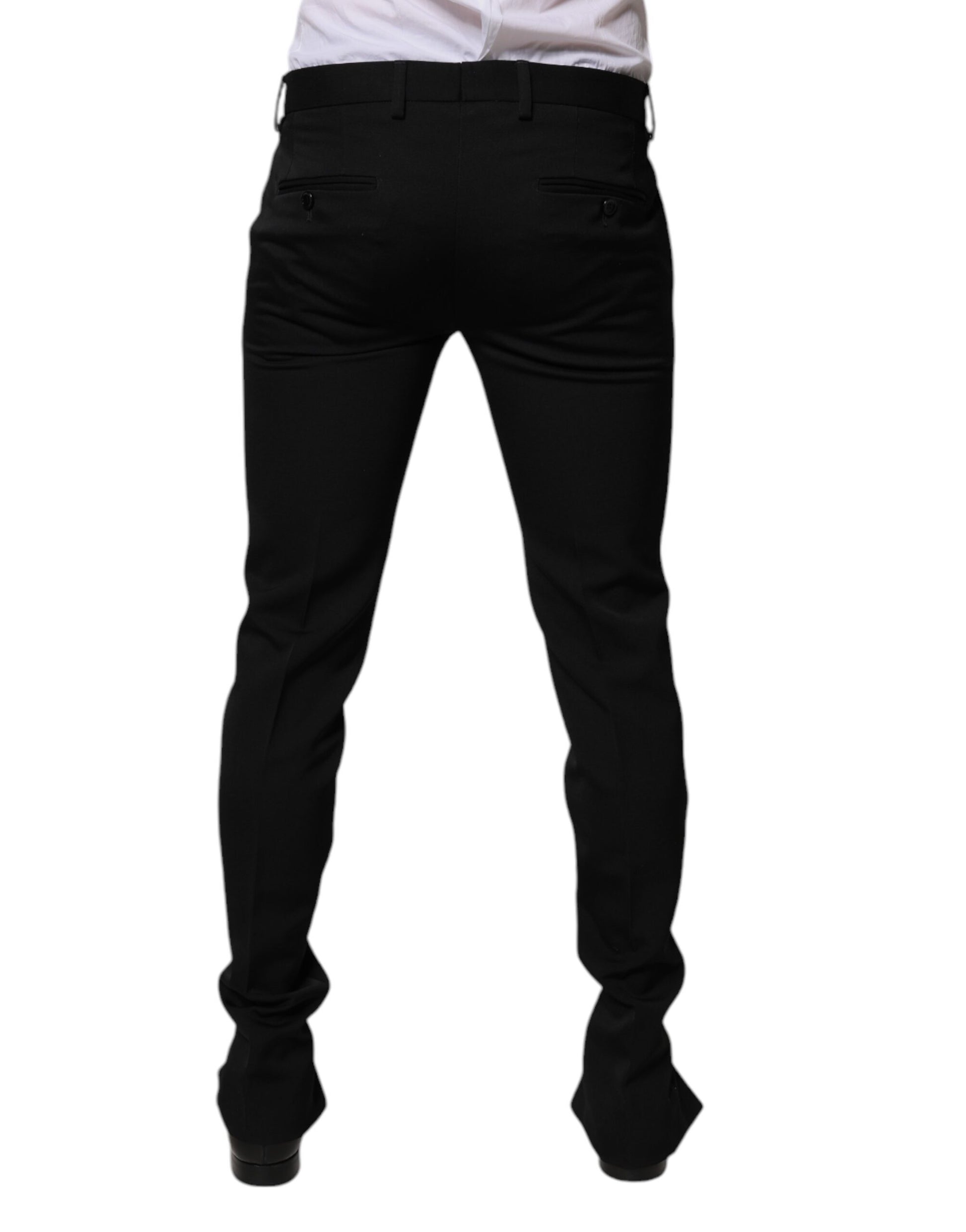 Black Wool Tapered Formal Dress Pants