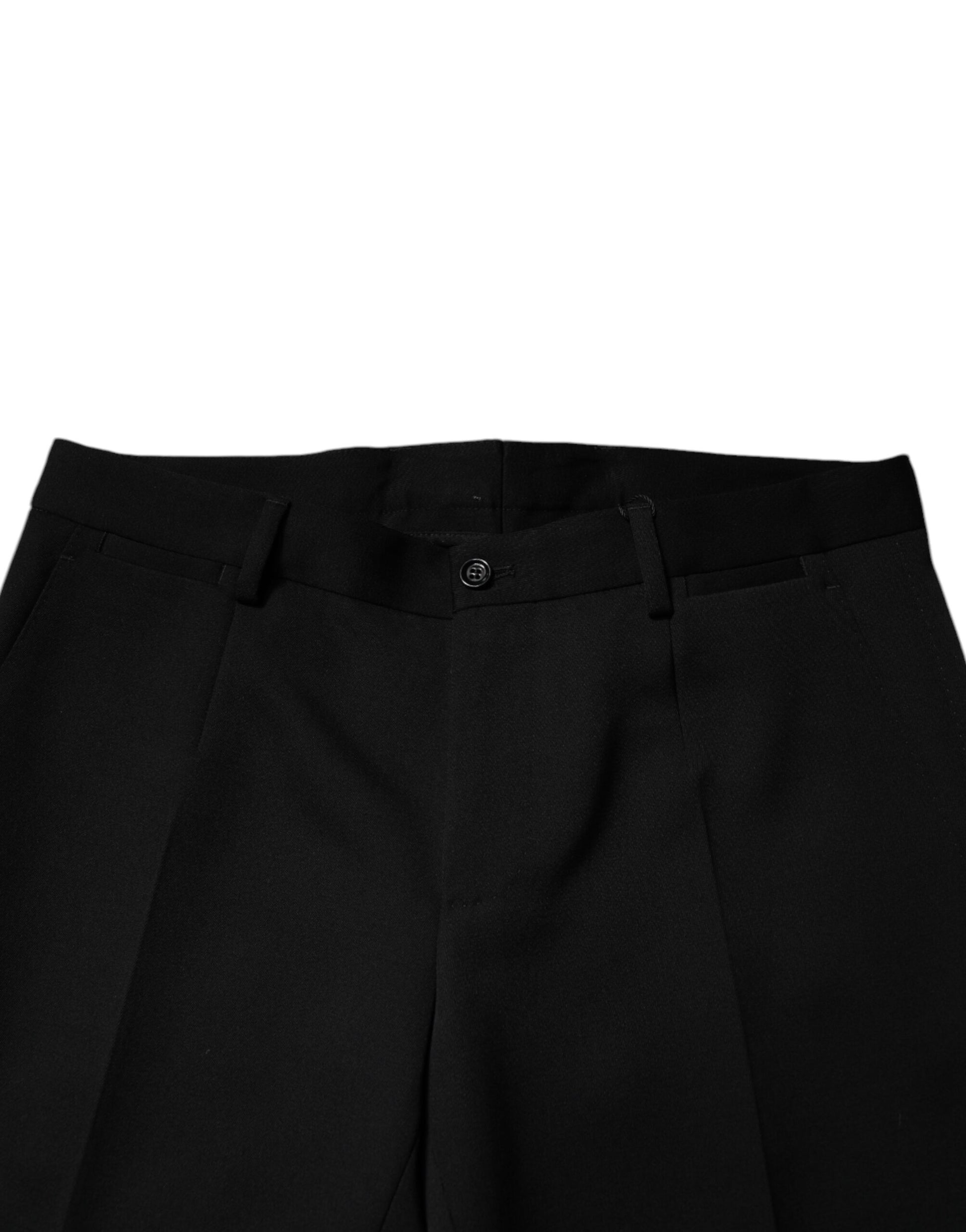 Black Wool Tapered Formal Dress Pants