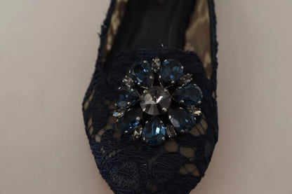 Blue Crystal Loafer Lace Ballet Flats Shoes