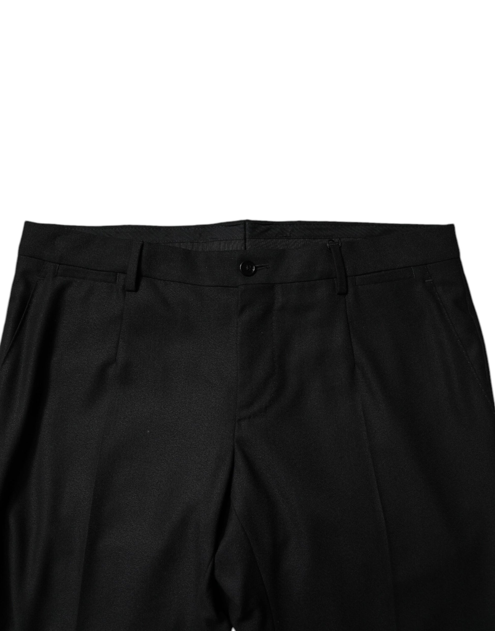 Black Virgin Wool MenSkinny Dress Formal Pants