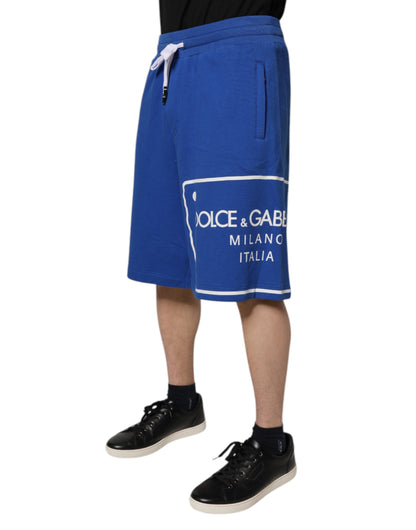 Blue Logo Cotton Bermuda Sweatshorts Shorts
