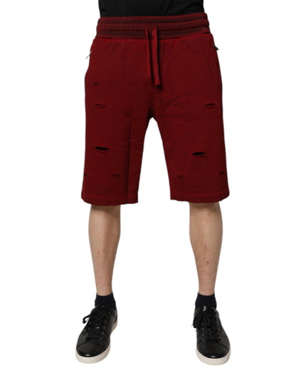 Bordeaux Cotton Bermuda Men Sweatshorts Shorts