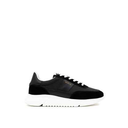 Black And White Fabric And Leather Athletic Sneakers
