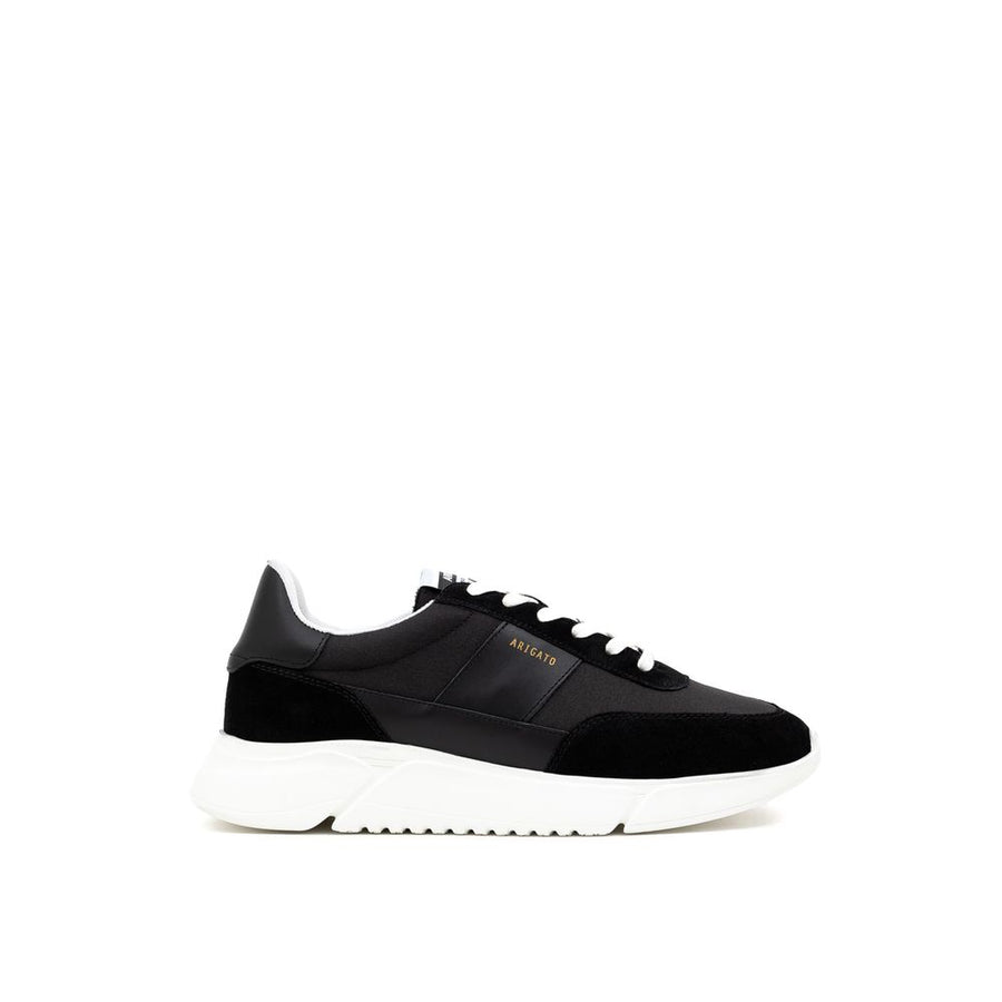 Black And White Fabric And Leather Athletic Sneakers