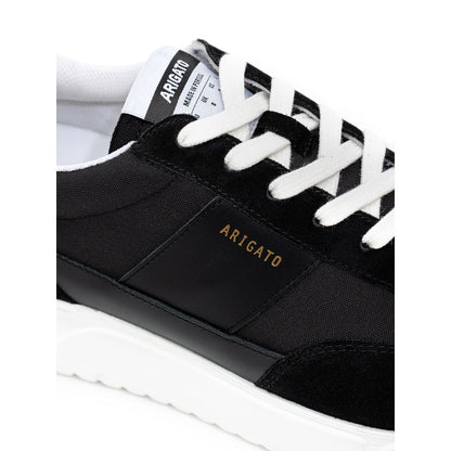 Black And White Fabric And Leather Athletic Sneakers