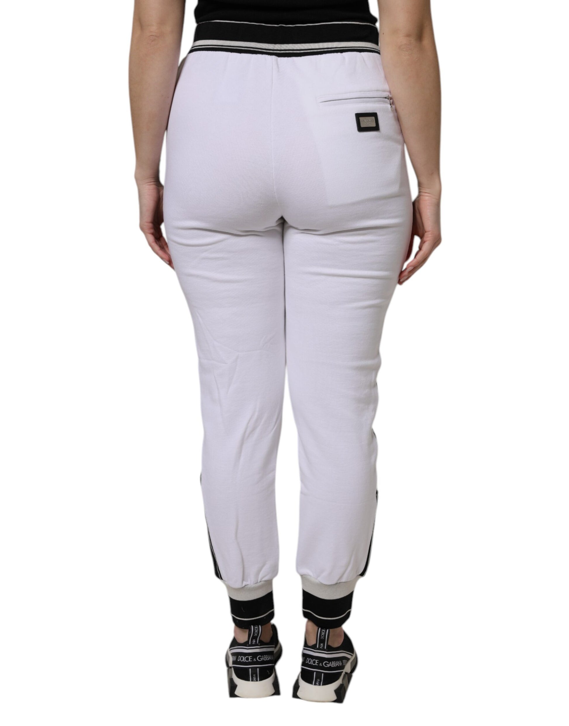 White Cotton Stretch Jogger Sweatpants Pants