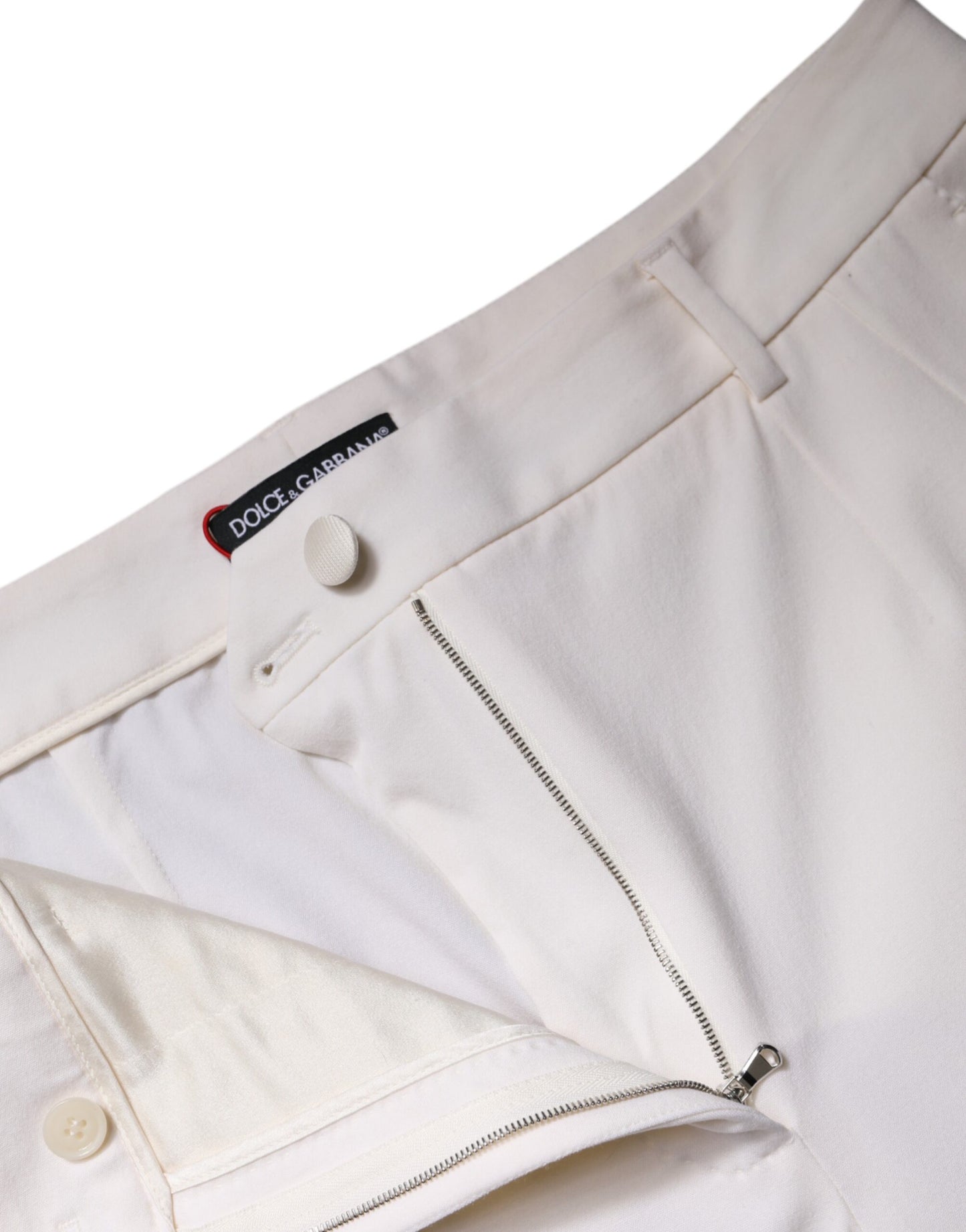 White Wool Mid Waist Wide Leg Pants